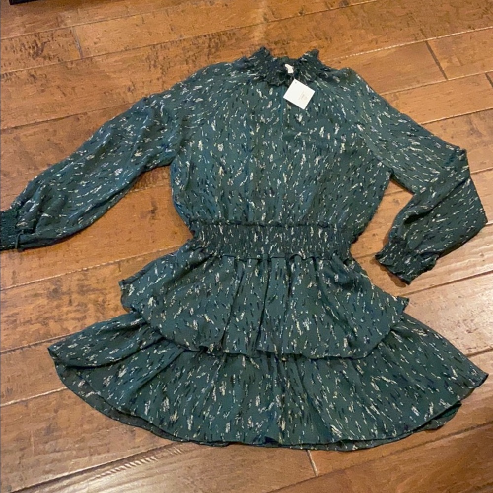 New Metallic Leopard Chiffon Ruffle Dress